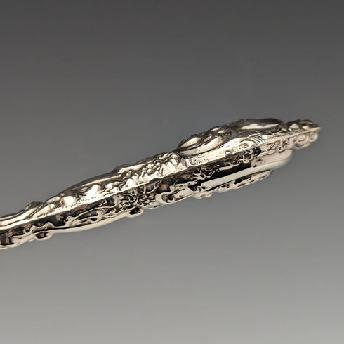 1909 British Antique Pure Silver Handle Shoehorn Button Hook Set in Case J and R Griffin